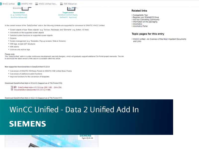WinCC Unified - Data 2 Unified Add In