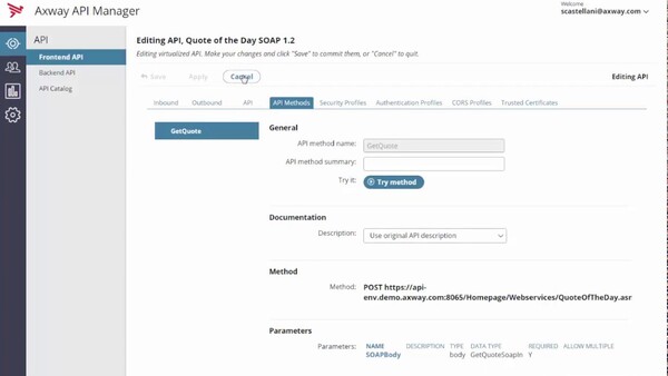 Axway API Management trial: Virtualize a SOAP API with API Manager