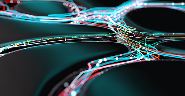 Colorful interconnected bunch of wires