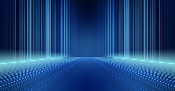 Blue lines of light lining forming a path